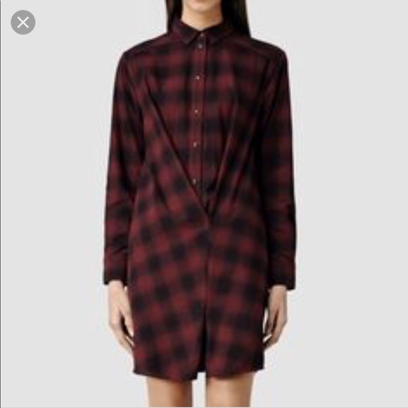 all saints tartan shirt dress